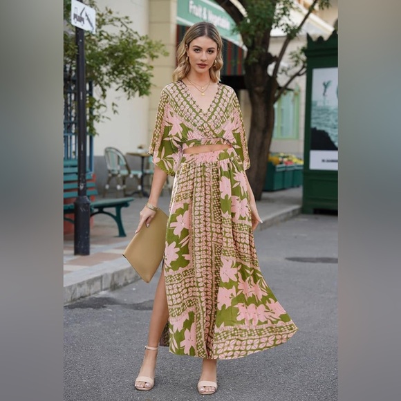 134. LARGE Women's Summer Maxi Dress Party Vacation High Slit Loose Long Beach - Picture 7 of 10